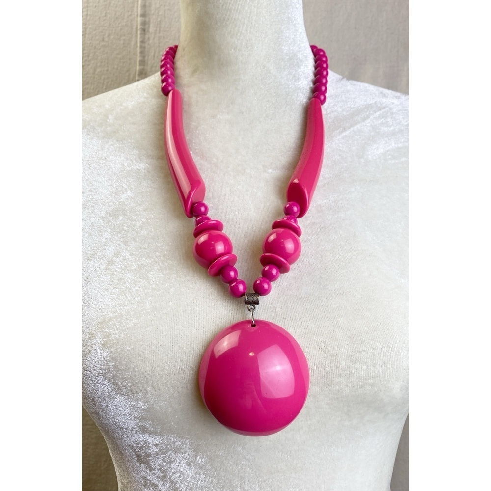 Bold Hot Pink Beaded Statement Necklace